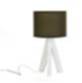 Nachttischlampe Holz Stoff Dreibein E14 Braun Weiß