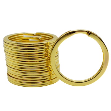 Reskey 10 Stück Schlüsselring Gold Flach 30mm