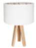 Tischlampe Schirm Weiß Rosa Holz Dreibein 46cm Retro