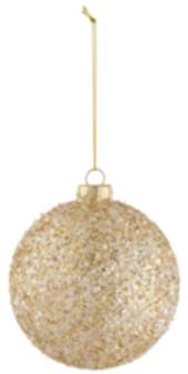 Weihnachtskugel Glänzend Glas Gold/Weiß