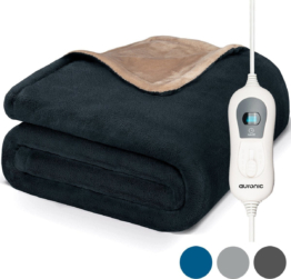 Auronic Elektrische Heizdecke - Überdecke - 2 Personen - 3 Stufen - Mit Timer - 200 x 180 cm - Anthrazit