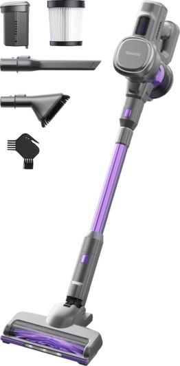 Auronic Stick Staubsauger - Kabellos - Beutellos - Akkubetrieben - Freistehend - 220 W - Grau/Violett