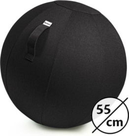 Bckz Sitzball Büro und Zuhause 55 CM - Luxus-Yoga-Ball - Sitzball mit Hülse - Ergonomischer Bürostuhlball - Leinen Schwarz