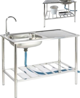 Camping/Outdoor Inox Tisch mit Spülbecken und Wasserhahn 100x77x50cm
