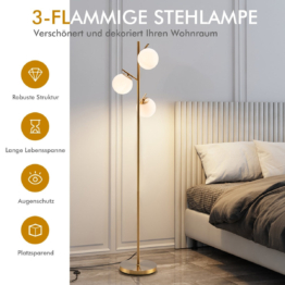 Coast 3-flame vloerlamp met een praktische voetschakelaar & E27 Court Lamp Lamp