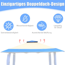 Coast 4 m x 4 m großes Veranstaltungszelt Schattenspender mit 2-stöckigem Dach blau