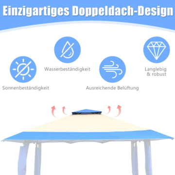 Coast 4 m x 4 m großes Veranstaltungszelt Schattenspender mit 2-stöckigem Dach blau