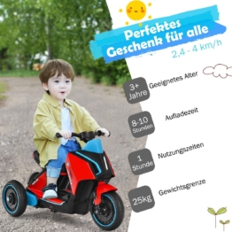 Coast 6V Elektromotorrad Kindermotorrad mit Musik für Kinder 80,5 x 41 x 51,5 cm rot + schwarz + blau