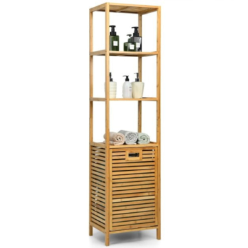 Coast - Badezimmerschrank - MIT Wäschekorb - Bambus - 40 x 33 x 160 cm