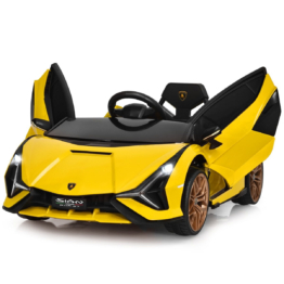 Coast Children's Car Battery -Operated 12V elektrisch voertuig Kindervoertuig 108 x 64 x 41 cm geel
