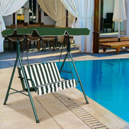 Coast Hollywood Swing Garden Lounger Swing Bench Gartenbank mit Sonnendach grün + weiß