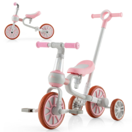 Coast Kids Rad 4-in-1 Vorschalenrad mit Elterngriff 37 x 72 x 101 cm rosa