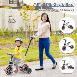 Coast Kinderrad 4-in-1 Vorschalenrad mit Elternschiebegriff 37 x 72 x 101 cm Marine
