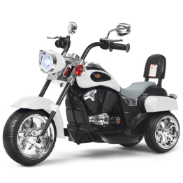 Coast Motorrad im Chopper-Stil Batteriebetriebenes Motorrad mit Musik 91 x 48 x 64 cm weiß + schwarz