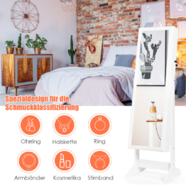 Coast Schmuckschrank mit Ganzkörperspiegel Schmuckständer ??41 x 36,5 x 146 cm weiß