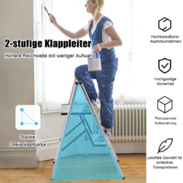 Coast Step Ladder 2 Stappen Verblijf Ladder Aluminium Vouwladder tot 150 kg zilver