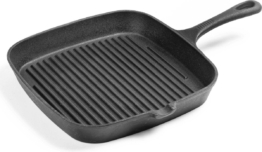 Daumonet Auguste Noir Gusseisen Grillpfanne - Steakpfanne Schwarz - PFAS & PFOA frei - Quadratisch mit Ausguss - 23,5 cm - 2 Liter - Emaille - Alle Wärmequellen - Elektrisch - Gas - Halogen - Induktion - Keramik - Spülmaschinenfest - DAU-CISG-BLACK-24