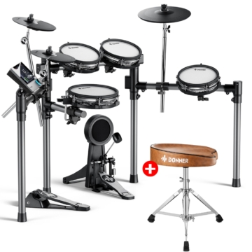 Donner Beat Electronic Drum Set, Drum + Brown Throne