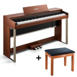 Donner DDP-200 PRO 88 Tasten Hammertastatur gewichtetes Digitalpiano Standard, Dunkelbraun / Klavier + Bank