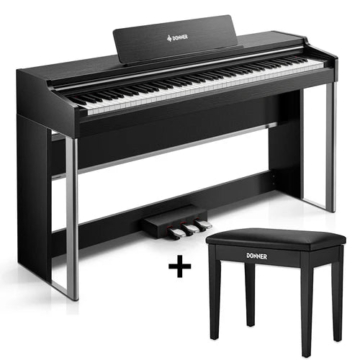 Donner DDP-200 PRO 88 Tasten Hammertastatur gewichtetes Digitalpiano Standard, Schwarz / Klavier + Bank