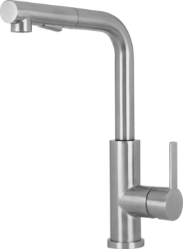 Edelstahl Küchenarmatur mit ausziehbarer Handbrause - Mischbatterie mit ausziehbarem Auslauf - Design-Armatur von Mizzo Design