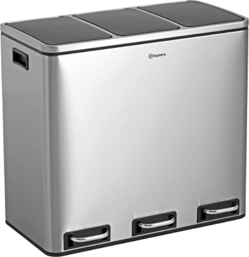 Homra SPARQ Mülleimer - 3 x 18 L Fassungsvermögen - 54 Liter - Edelstahl - Mülltrennung Treteimer