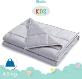 Litollo Gewichtsdecke Kind 4,5 kg - Gewichtsdecke - Langlebiges Bambusmaterial - Anthrazit - 100x150cm