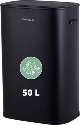 Stangvollby KINNA Sensor-Abfalleimer Schwarz 50 Liter - Automatischer Softclose-Deckel - 50L - Schwarzer Abfalleimer - Skandinavisches Design
