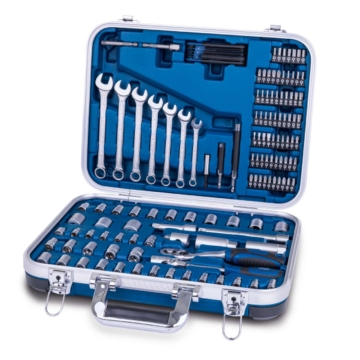 Werkzeugkoffer TB170 Scheppach - 135-tlg Werkzeug Set | Werkzeugkiste gefüllt | Steckschlüsselsatz