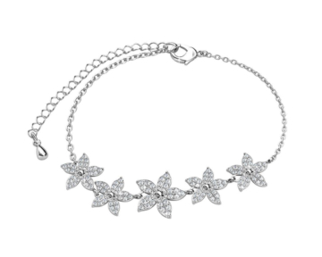 Yolora Damen Blumenarmband mit Kalpa Camaka Kristallen - Silber - 18K Weißgold plattiert - Geschenkbox - Muttertagsgeschenk