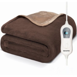 Auronic Elektrische Wärmedecke - 1 Person - 3 Stufen - mit Timer - 160 x 120cm - Braun