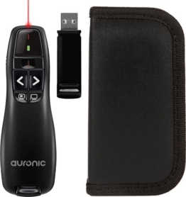 Auronic Presenter - Drahtlos - Laserpointer - Clicker - 20 Meter - inkl. Schutzhülle - Schwarz