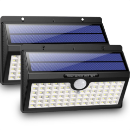 Auronic Solar Außenleuchte mit Bewegungssensor - Solar Gartenleuchte - Wandleuchte - 78 LEDs - IP65 - 2 Stück - Schwarz