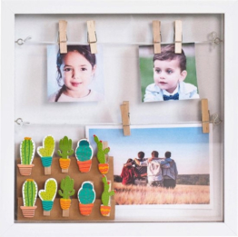 Gadgy Fotorahmen - Weiß - 3D Fotorahmen mit Stiften - Fotorahmen - Tiefer Fotorahmen - 25x25x4 cm