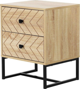 HOMdotCOM Nachttisch mit 2 Schubladen Naturholz 48 x 39,5 x 60cm