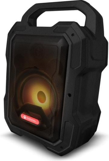 Motorola Sound ROKR 800 Bluetooth-Lautsprecher - 20 Stunden Wiedergabezeit - FM-Radio - Farbige LED-Beleuchtung - DC-, USB-, AUX- und MIC-Anschlüsse - True Wireless-Technologie - Schwarz