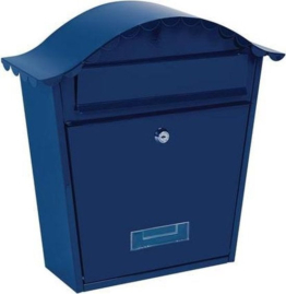 Perel Briefkasten Paris, wandmontiert, mit Namensschild, inkl. 2 Schlüssel, Maße (H x B x T) 37 x 26,5 x 13,2 cm, blau