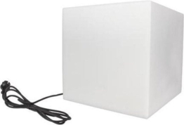 Perel Lichtwürfel für den Garten, mit Erdspieß, für den Innen- und Außenbereich, 30 cm, 3 m Netzkabel, Fassung E27, IP65, weiß