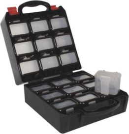 Perel Tool Organizer, Polypropylen, 18 herausnehmbare Boxen, Gürtelclip, Kunststoffverschlüsse, schwarz