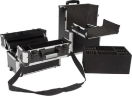 Perel Werkzeugkoffer, Trolley, Teleskopgriff, Schlüsselschloss, 2 Schlüssel, Aluminium, schwarz, 370 x 225 x 670 mm