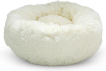 Snoozle Donut Hundekorb - weiches und luxuriöses Hundekissen - waschbar - flauschig - Hundekörbe - 50cm - Weiß
