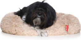 Snoozle Donut Hundekorb - weiches und luxuriöses Hundekissen - waschbar - flauschig - Hundekörbe - 70cm - Cremebraun