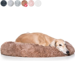 Snoozle Donut Hundekorb - weiches und luxuriöses Hundekissen - waschbar - flauschig - Hundekörbe - 80cm - Dark Coffee