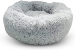 Snoozle Donut Hundekorb - weiches und luxuriöses Hundekissen - waschbar - flauschig - Hundekörbe - 80cm - Hellgrau
