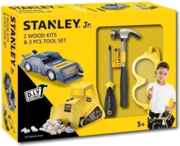 Stanley Werkzeugset für Kinder - mit 2 DIY-Fahrzeugen - Hammer, Schraubenzieher und Schutzbrille - ab 5 Jahren - Holz