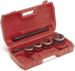 Toolland Gewindeschneidsatz, 5-teilig, Â½" bis 1Â¼", verstellbares Gewindekissen für Rohr, Doppelratsche, Zentrierhilfe, im Koffer