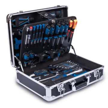 Werkzeugkoffer TB200 Scheppach - 141 tlg. Werkzeug Set | Aluminium Werkzeugkiste bestückt