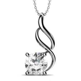 Yolora Damen Halskette mit Kalpa Camaka Kristall Anhänger - Farbe Silber - 18K Weißgold plattiert - Geschenkbox - Muttertagsgeschenk