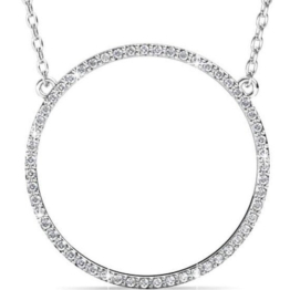 Yolora Damen-Halskette mit rundem Anhänger - Kalpa Camaka Kristalle - Silber - 18K Weißgold vergoldet - Damen-Halskette Silber - Schmuck - Luxuriöse Geschenkbox - Geschenkbox - Exklusive Geschenkbox - Schöne Geschenkverpackung