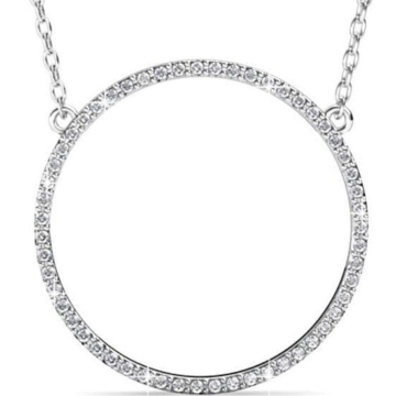 Yolora Damen-Halskette mit rundem Anhänger - Kalpa Camaka Kristalle - Silber - 18K Weißgold vergoldet - Damen-Halskette Silber - Schmuck - Luxuriöse Geschenkbox - Geschenkbox - Exklusive Geschenkbox - Schöne Geschenkverpackung